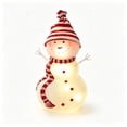 thumbnail image 2 of Ywbawe Lighted Glass Snowman Figurine Warm LED Glowing Statue with Knit Hat Scarf Battery Operated Christmas Tabletop Home Decoration, 4.13x8.26 Inch, 2 of 7
