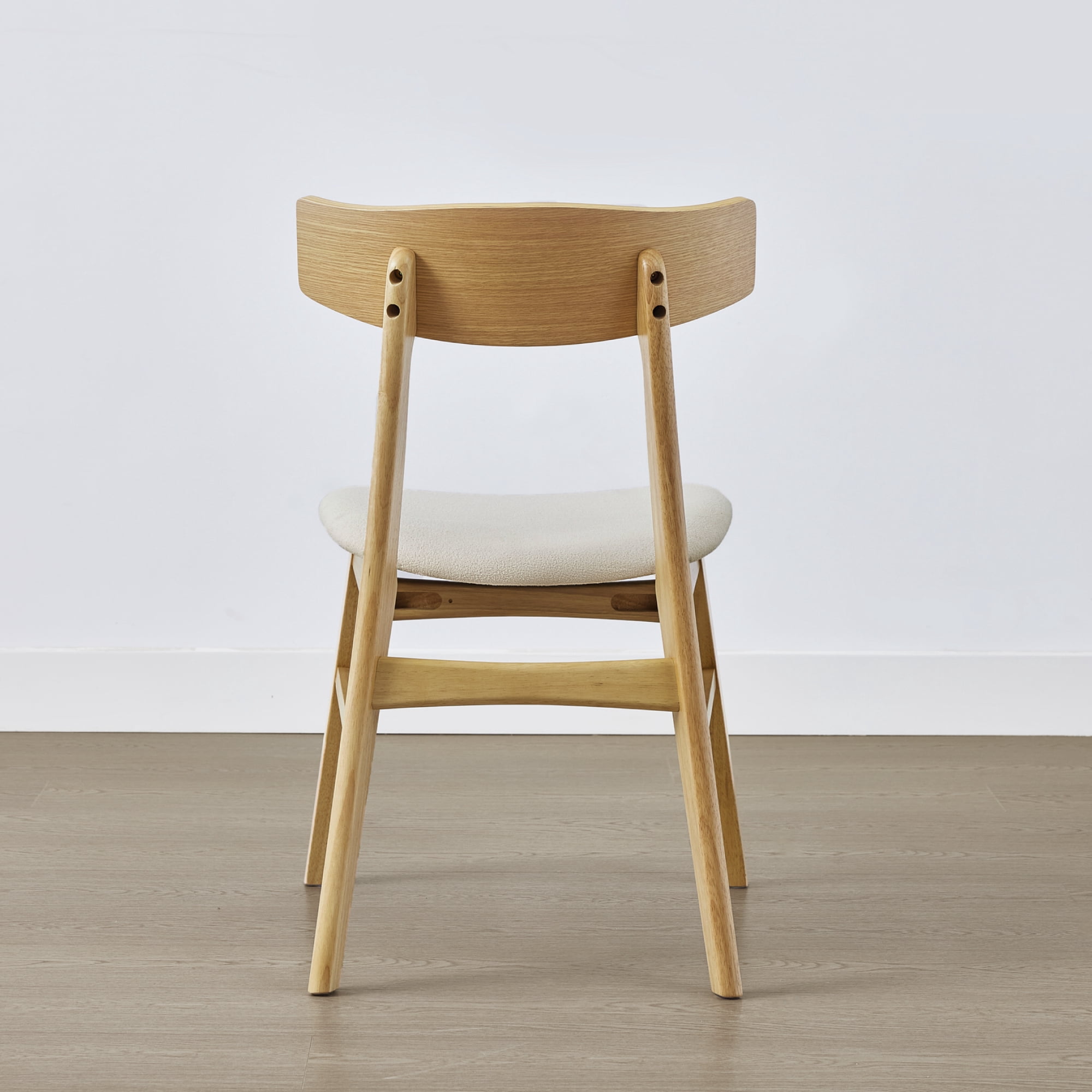 Spruce & Spring Farmhouse Upholstered Dining Chair with Solid Wood Frame Set of 2, Natural