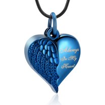 Cremation Heart Urn Necklace Ashes Jewelry for Women Men Keepsake Pendant Memorial Locket Ash Holder Angel Wing with Charm Heart for Loved Ones