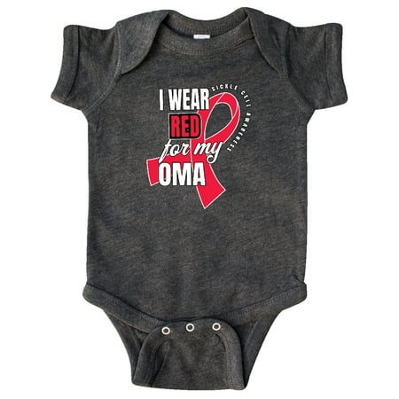 

Inktastic Sickle Cell Awareness I Wear Red For My Oma Gift Baby Boy or Baby Girl Bodysuit