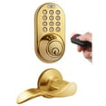 thumbnail image 3 of MiLocks Digital Deadbolt Door Lock and Passage Lever Combo, Antique Brass Finish with Keyless Entry via Remote Control and Keypad Code for Exterior Doors (XFL-02AQ), 3 of 3