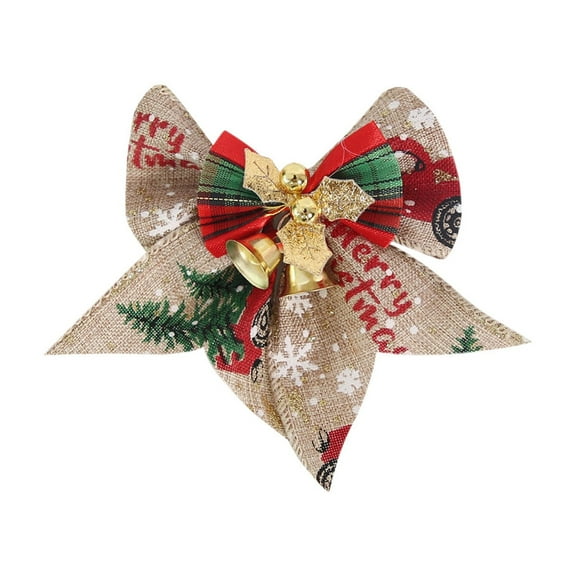 Zmeidao Christmas Bow with Bells, Christmas Tree Bows, Xmas Bowknot Christmas Ribbon Bows Christmas Craft Bow Hanging Decorations for Christmas Tree Ornaments Presents Wrapping