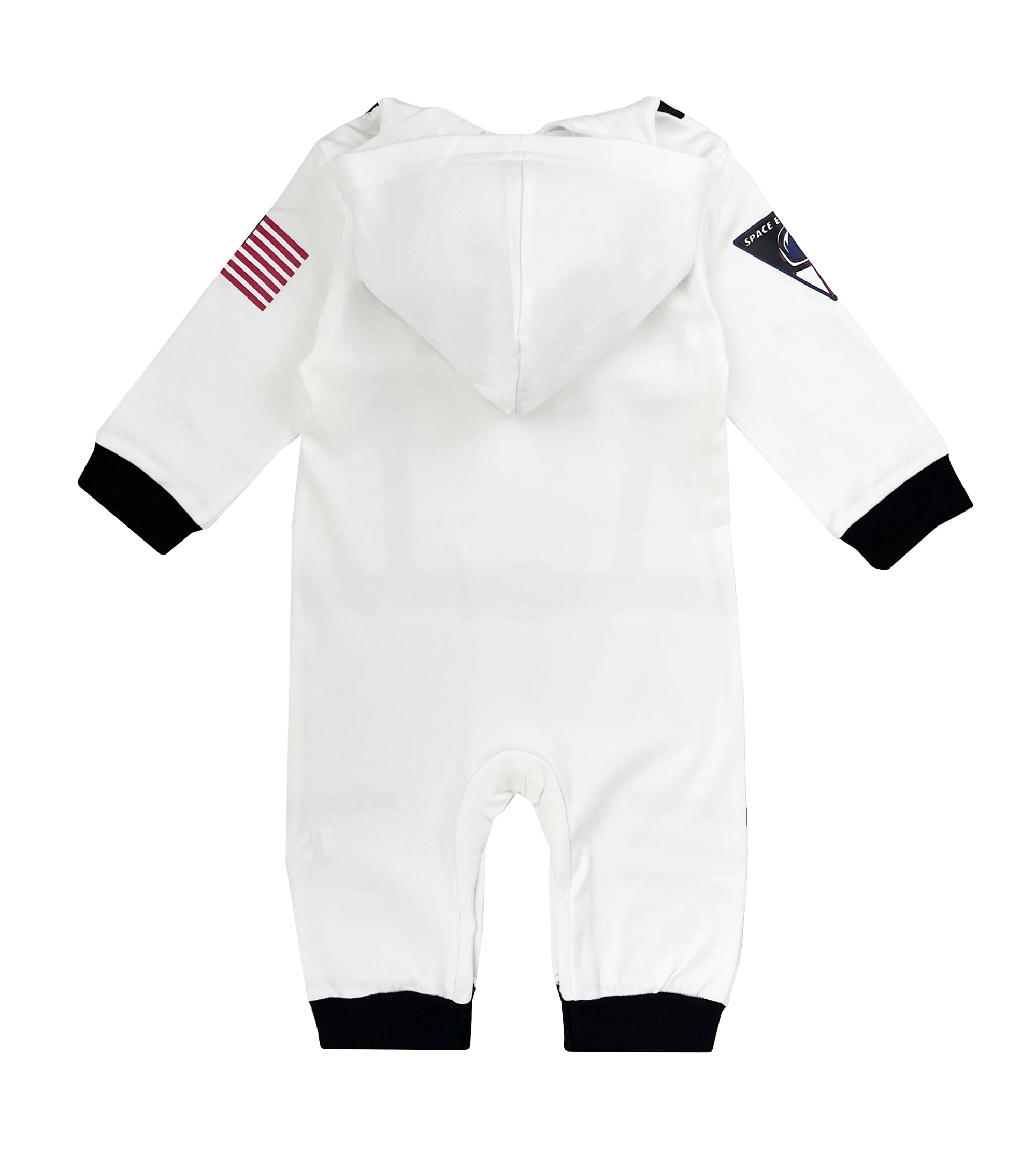 StylesILove Baby Toddler Boy Long Sleeve Astronaut Cotton Onesie Hooded Romper Cosplay Party Halloween Jumpsuit Outfit (18 Months, White - Long Sleeve)
