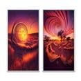 thumbnail image 2 of Designart "Spiral Land Art Vibrant Pink Sunset VI" Storms Framed Wall Art Set Of 2 - Traditional Yellow Gallery Wall Frame Set For Home Decor, 2 of 6