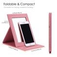 thumbnail image 4 of Fintie Travel Folding Makeup Mirror - Portable Slim PU Leather Folding Cosmetic Mirror with Standing, Pink, 4 of 7