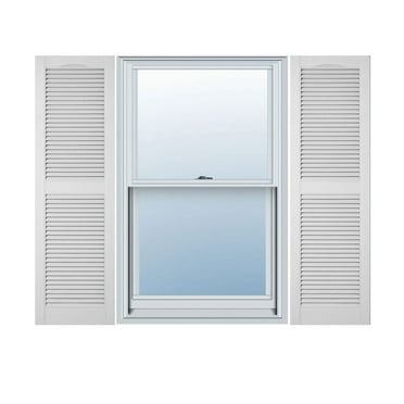 Builders Edge 15 In. x 39 In. Vinyl Louvered Shutter, (2-Pack)
