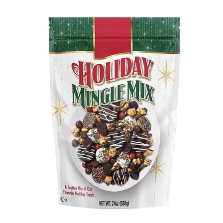 Holiday Mingle Snack Mix 24 oz | Sweet & Crunchy Chocolate Treat Assortment | Resealable Pouch | Kosher | Holiday Party Snack, Gift & Entertaining Mix