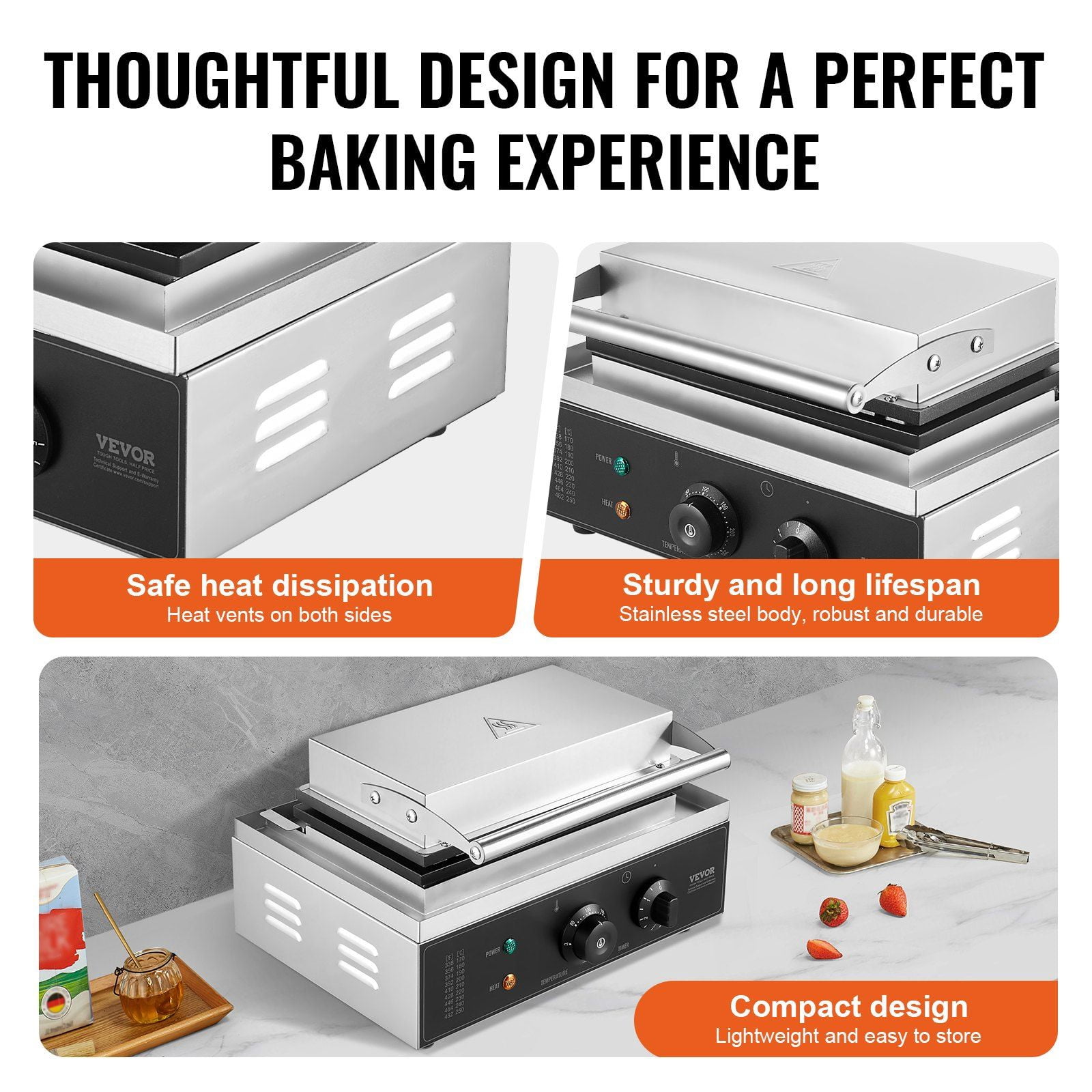 6-Piece Commercial Waffle Stick Maker, 1500W Waffle Baker Machine & Corn Dog Iron, Non-Stick Plates, Time & Temp Control, for Home & Business Use