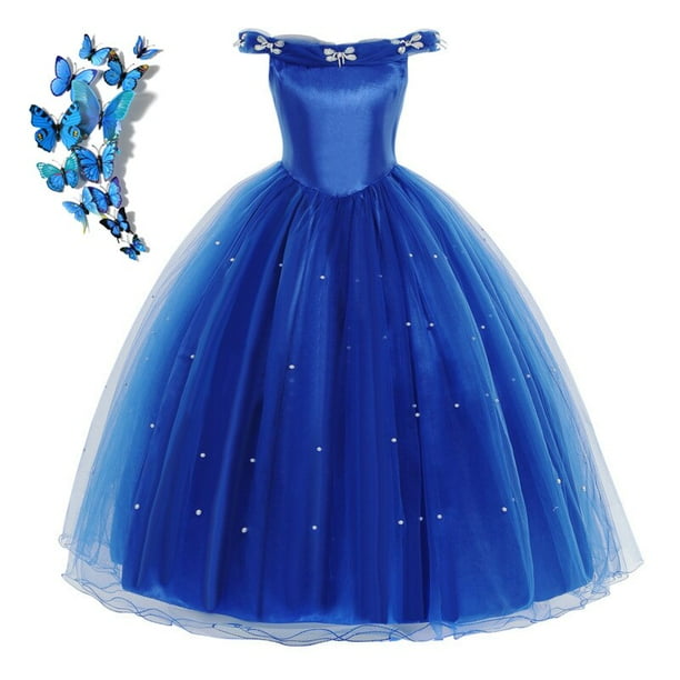 Vestidos de fiesta para niñas de Disney, vestido de princesa Cenicienta, vestido sin mangas de mariposas para niños de Navidad, 4-5T--120CM Gao Jinjia LED