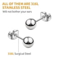 thumbnail image 5 of UHIBROS Silver Ball Earrings Hypoallergenic Studs Earrings 316L Surgical Stainless Steel Earrings 5 Pairs Assorted Sizes(4mm-8mm), 5 of 6