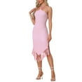 thumbnail image 4 of INSPIRE CHIC Party Dress for Women's Elegant Halter Straps Sleeveless Tassels Evening Gown Bodycon Long Dress, 4 of 5
