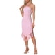 thumbnail image 4 of INSPIRE CHIC Vestido de fiesta para mujeres midi elegante con tirantes halter, sin mangas, con flecos, vestido de noche ajustado largo color rosa claro M, 4 of 5
