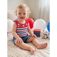 thumbnail image 6 of BemeyourBBs Toddler Baby Girl 4th of July Outfit Baby Girl Denim Summer Outfit Patriot Independence Day Clothes Sleeveless Star Striped Print Ribbed Tank Tops and Ripped Jeans Denim Shorts Set, 6 of 9