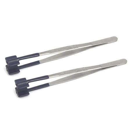 - OdontoMed2011® Pack of 2 Specialty Tweezer Pvc Coated Forceps Flat Tips Safe Rubber Non Marring Holding Stainless Steel Tweezers