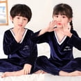 thumbnail image 3 of Conjunto de Pijamas de terciopelo Coral para niños y niñas, ropa de dormir cálida de franela de manga larga para el hogar, Navidad, Año Nuevo, Invierno, 3 of 4