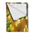 thumbnail image 2 of Christmas Soft Flannel Fleece Blanket, Close up Composition Christmas Tree Branches Blurred Fairy Backdrop Picture, Cozy Plush for Indoor and Outdoor Use, 50" x 60", Amber Green Red, by Ambesonne, 2 of 5