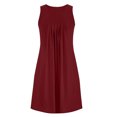 thumbnail image 5 of Cethrio Nightgowns for Girls, Pleated Front Summer Soft Sleeveless Sleep Dresses Wine Size 11-12 T, 5 of 6