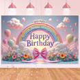 thumbnail image 5 of LUUFILx 3D Happy Birthday Background Rainbow Clouds Decoration Banner Colorful Balloons Candles Theme Photo Booth Photography, 5 of 8