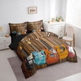 thumbnail image 3 of jejeloiu Modern Music Guitar 7-Piece Twin Bedding Sets,Old Wooden Plank Bedding Comforter Set For Adults Reversible, 3 of 8
