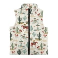 thumbnail image 4 of Uorisanigo Unisex Kids Fleece Vest Puffy Sleeveless Zip Front Western Cowboy Cactus Jacket Fall Winter Warm Outwear Full-Zip Jacket Vest Trendy Clothes Stand Collar Outwear, 4 of 7