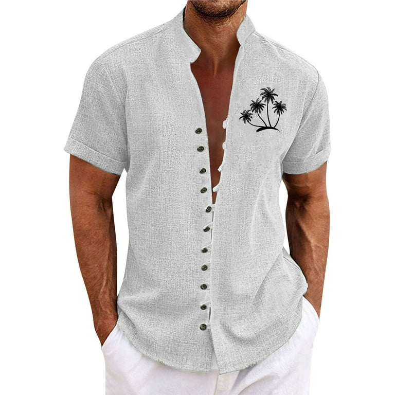 Mens Summer Hawaiian Shirt Beach Vacation Shirts Men Pack Miami Vice Shirt White XXXXL Walmart