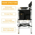 thumbnail image 2 of Omysalon Tall Director Makeup Artist Chair Bar Height, Aluminum Frame Supports 300 lbs, Folding Portable with Side Table Storage Bag Black(33.8" L x 19.2" W x 45.6" H), 2 of 9