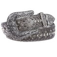 thumbnail image 2 of Snap On Rhinestone and Gun Metal Color Circle Studded Leather Belt, 2 of 3