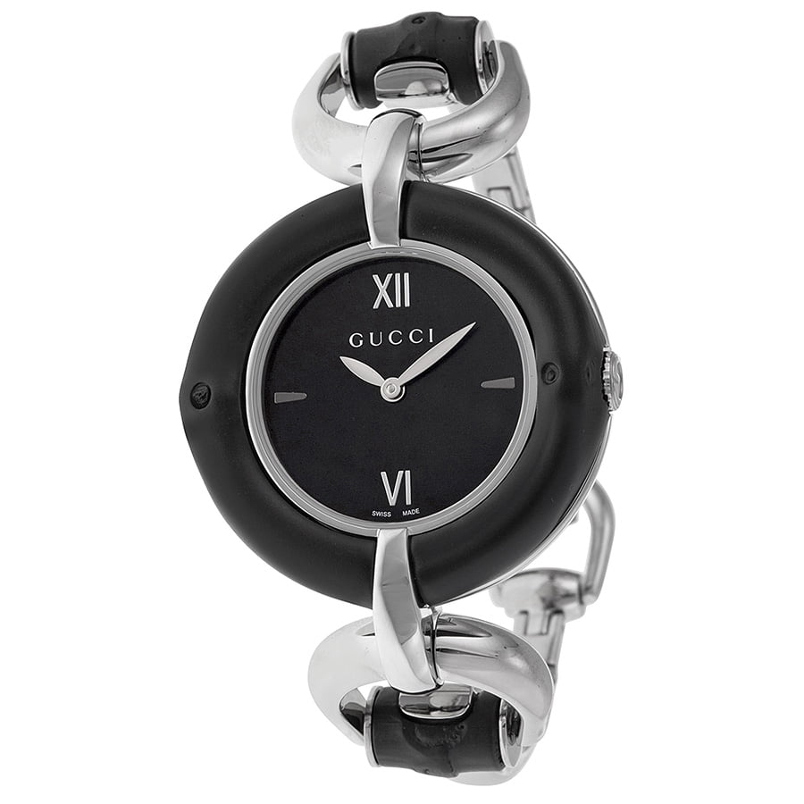 Sprede Fabrikant Overgang Gucci Bamboo Black Dial Stainless Steel Ladies Watch YA132405 - Walmart.com