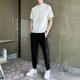thumbnail image 3 of Conjuntos de pantalones superiores blancos Ropa de hombre negra Conjunto básico holgado de 2 piezas Novedad en camiseta fresca de alta calidad Hombre Chic Algodón Kpop, 3 of 5