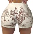thumbnail image 2 of Haiem Cowboys Riding Horses No Front Seam Biker Shorts for Women Yoga Workout Gym Bike Shorts with Tummy Control Moisture-Wicking-X-Large, 2 of 9