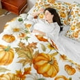 thumbnail image 4 of jejeloiu Autumn Harvest Pumpkin 7pcs Bedding Comforter Set,Hello Fall Queen Bedding Sets,Rustic Flower Floral Daisy Queen Sheet Sets For Men Women,Microfiber Bedroom Decor Reversible, 4 of 8