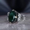 thumbnail image 5 of 925k Silver Ring-Handmade Unisex Ring-Wicker Model-Green Zircon Stone-Jewelry Gift For Him and Her, 5 of 5