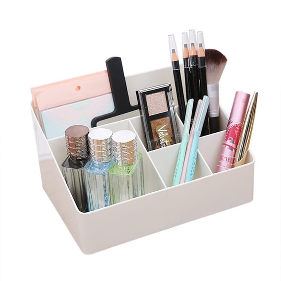 UPOUART White Desktop Cosmetics Organizer Case Multipurpose Storage Box for Makeup Brushes, Lipstick, and Office Stationery