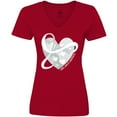 thumbnail image 3 of Inktastic Lung Cancer Awareness White Ribbon Around Heart Women's V-Neck T-Shirt, 3 of 5