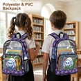 thumbnail image 3 of FKELYI Clear Backpacks for Elementary Student 17 Inch Schoolbag Transprent School Bookbag Boys Girls Casual Daypack Purple Jumping Spider Print Lightweight Travel Bags, 3 of 7