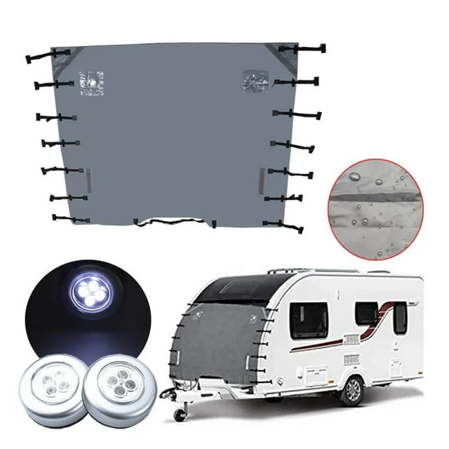 Car Accessories 220x175cm Front Towing Cover Protector Dustproof Reflective Strip Camper Trailer Caravan Waterproof Cover ,Easy to Use
