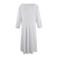 thumbnail image 4 of Huankd 3/4 Sleeve Dress for Women Crew Neck Pockets Vintage A-Line Swing Midi Dresses White L, 4 of 5