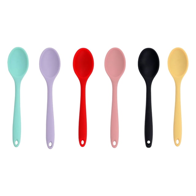 BMYJ 5pc High Temperature Silicone Spoons (1 Solid Spoon 1 Slotted Spoon),Silicone Slotted Spoons,High Heat Resistant Serving Cooking Baking Spoons Ladle for Stirring,Mixing,Serving,Draining Tool