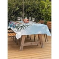 thumbnail image 2 of Outdoor Tablecloth with Umbrella Hole and Zipper, Blue Snowman Christmas Rectangle Table Cloth 54x80 Inch Waterproof Tablecloth, Snowflake Xmas Tree Balls Picnic Table Cover for Patio Camping, 2 of 7