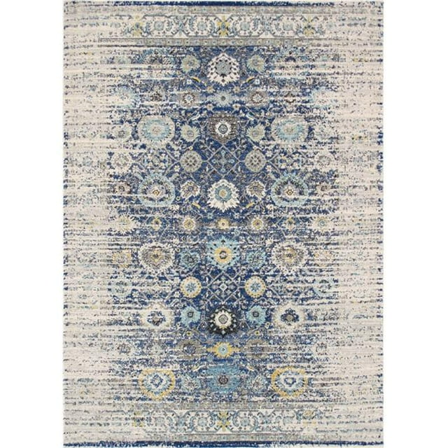 Pasargad PRC-5586N 7X9 6 ft. 7 in. x 9 ft. Chelsea Design Machine Made & Power Loom Rug ,Navy & Ivory