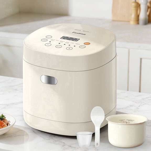 Rice Cooker Small, 3-Cup Uncooked (6-Cup Cooked), Compact Mini Rice Cooker Small Kitchen with Ceramic Coated Inner Pot, Rice Maker with 6 Menu Options, 12H Delay Timer, Low Temperature Cooking