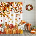 thumbnail image 2 of Shower Curtain 36"W x 78"L Autumn Maple Leaves Thanksgiving Pumpkins Fabric Shower Curtains Set with Hooks Water Repellent Bathroom Curtains Machine Washable Bathroom Accessories, 2 of 6