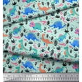 thumbnail image 3 of Soimoi Green polyester Crepe Fabric Dinosaurs & Leaves Kids Print Fabric by Yard 42 Inch Wide, 3 of 3