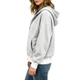 thumbnail image 6 of TEMOFON Women's Color Block Cropped Zip Up Hoodie Oversized Long Sleeve Full Zip Hooded Sweatshirt Jacket with Kangaroo Pocket, 6 of 7