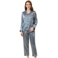 thumbnail image 1 of Conjuntos de pijama para mujer Ropa de dormir de manga larga con botones Traje de noche suave para mujer Conjuntos de salón Pj Azul XS, 1 of 5
