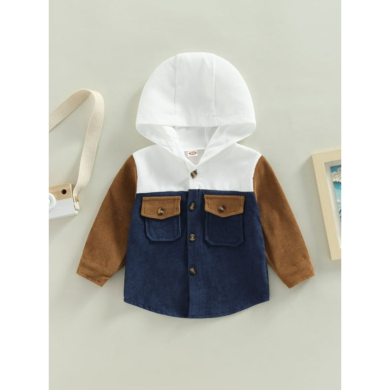 Toddler Baby Boy Girl Corduroy Shacket Jacket Long Sleeve Button