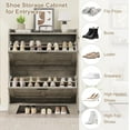 thumbnail image 6 of Homhougo Shoe Cabinet for Entryway, Narrow 2-Drawer Flip Shoe Storage Organizer with Adjustable Shelves and Hooks, Slim Hidden Freestanding Shoe Rack for Hallway, Foyer, Garage, 13.8” Deep, 6 of 8