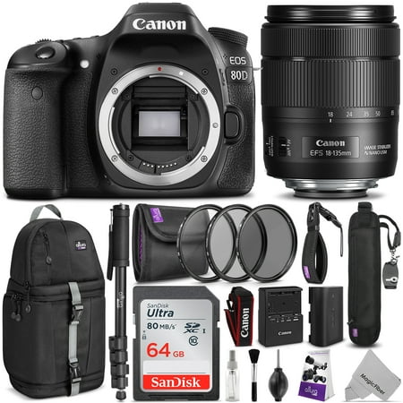 Canon EOS 80D DSLR Camera with EF-S 18-135mm f/3.5-5.6 IS USM Lens w/ Complete Photo and Travel