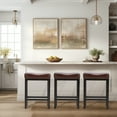 thumbnail image 2 of Dovelina Bar Stools Set of 2, Modern Counter Height, Kitchen Barstools with Metal Base, PU Leather Saddle Seats for Kitchen Island, Brown, 2 of 12