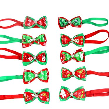 15 Pcs Nœuds Papillon de Noël pour Chien Collier Ajustable Accessoires pour Chien (Couleurs Variées)
